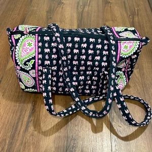 Vera Bradley, Black Paisley Elephant Print Small Duffel Bag